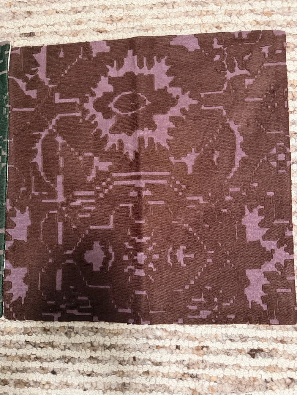 West Elm Decorative Pillow Pair in Burgundy and Forest Green 24X24